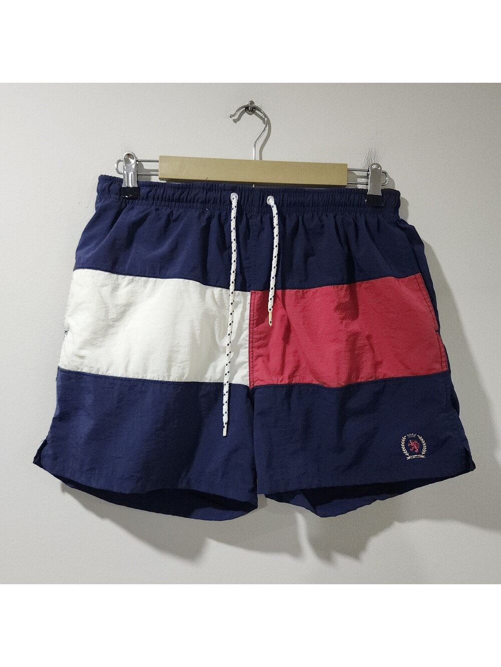 Vintage 90s Tommy Hilfiger Swimming Trunks Shorts Retro Color Block Summer Rare
